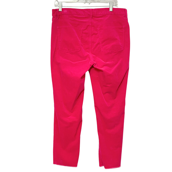 Talbots Sz 12 Slim Ankle Corduroy Pants Flawless 5 Pocket Frayed Hem Hot Pink - Picture 3 of 11